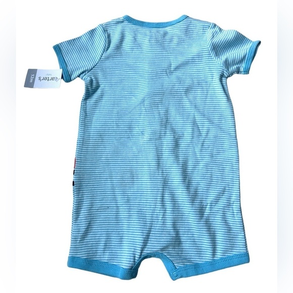 NWT Carter's Baby Boy Blue Stripe Beep Car Snap Shorts One Piece 12 Months 12M - Picture 3 of 6
